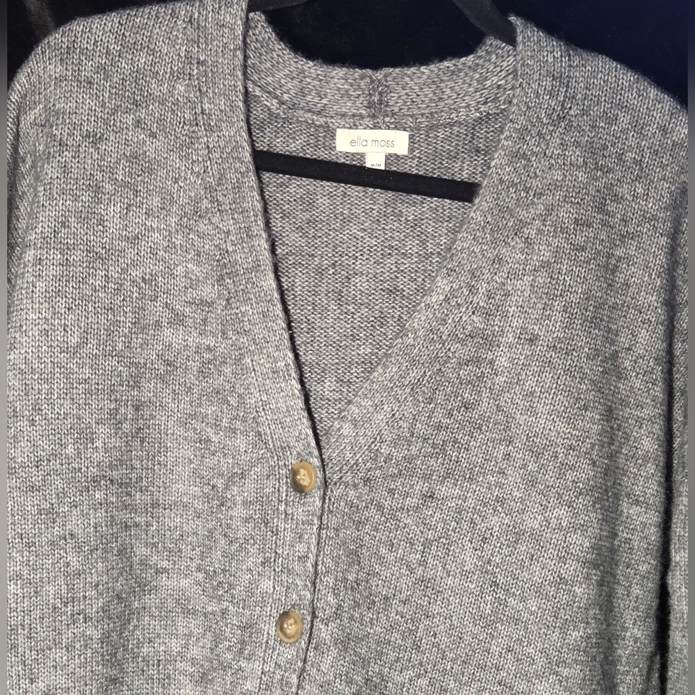 Ella Moss Heather Gray V-Neck Button Cardigan